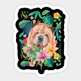 Tropical Red Chow Chow Puppy Sticker